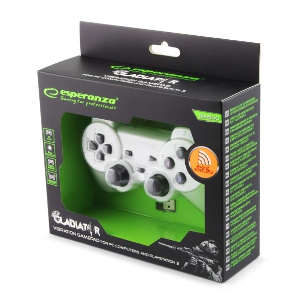 Kontroler ESPERANZA EGG108W (gamepad, PC, Playstation 3, analogni/digitalni, RF) crno-bijeli-1