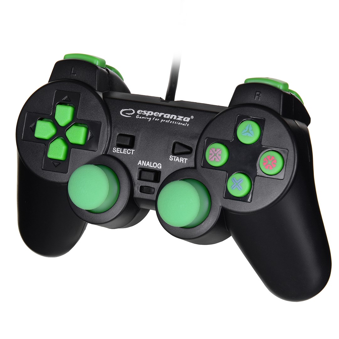Kontroler ESPERANZA EGG107G (gamepad, PC, Playstation 3, analogni/digitalni, USB 2.0) crno-zeleni-1