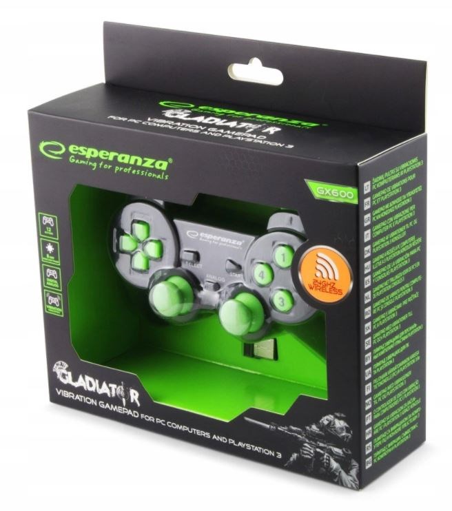Kontroler ESPERANZA EGG108G (gamepad, PC, Playstation 3, analogni/digitalni, USB 2.0) crno-zeleni-1
