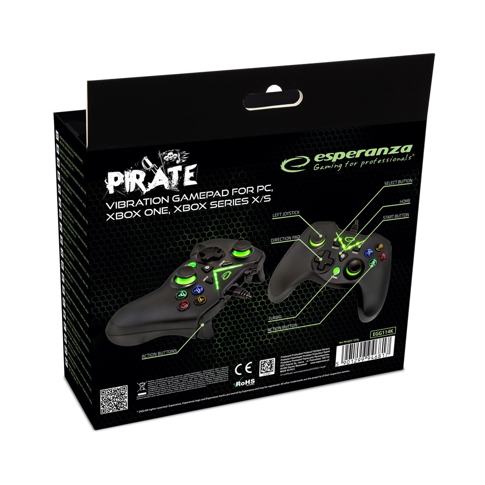 Esperanza EGG114K Game Controller Gamepad PC/XBOX ONE/XBOX SERIES X/S USB 2.0 Black-1