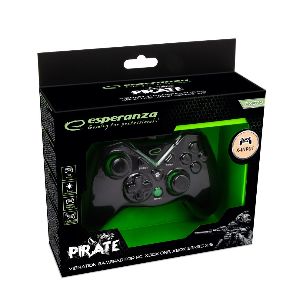 Esperanza EGG114K Game Controller Gamepad PC/XBOX ONE/XBOX SERIES X/S USB 2.0 Black-0