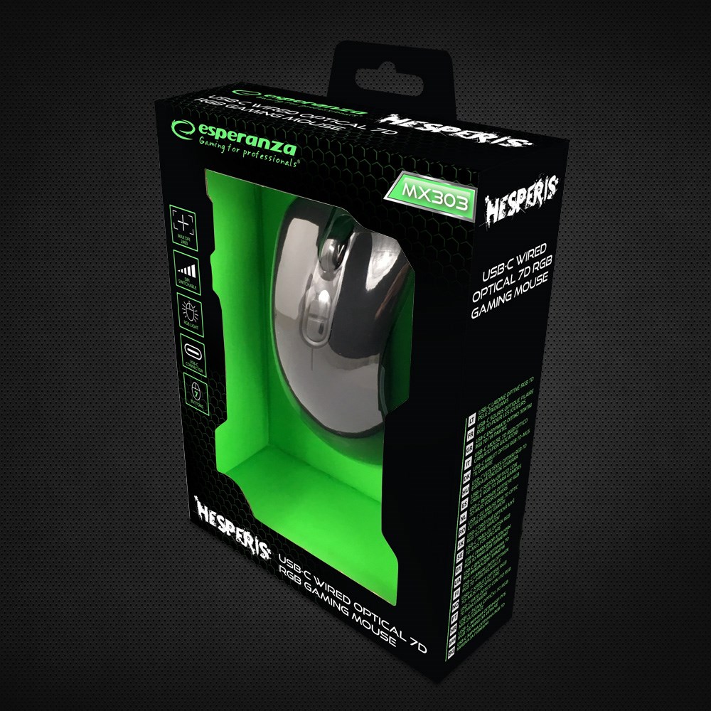 Esperanza EGM303 mouse Right-hand USB Type-C Optical 2400 DPI-5