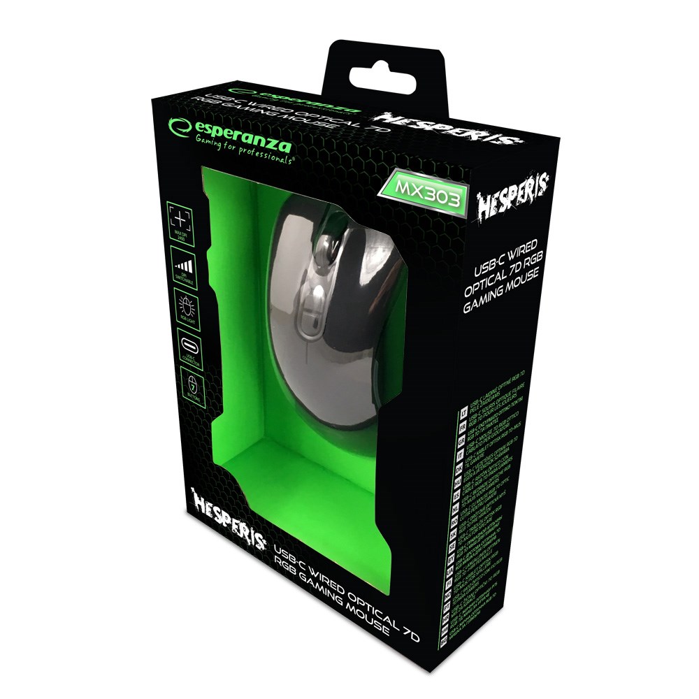Esperanza EGM303 mouse Right-hand USB Type-C Optical 2400 DPI-4