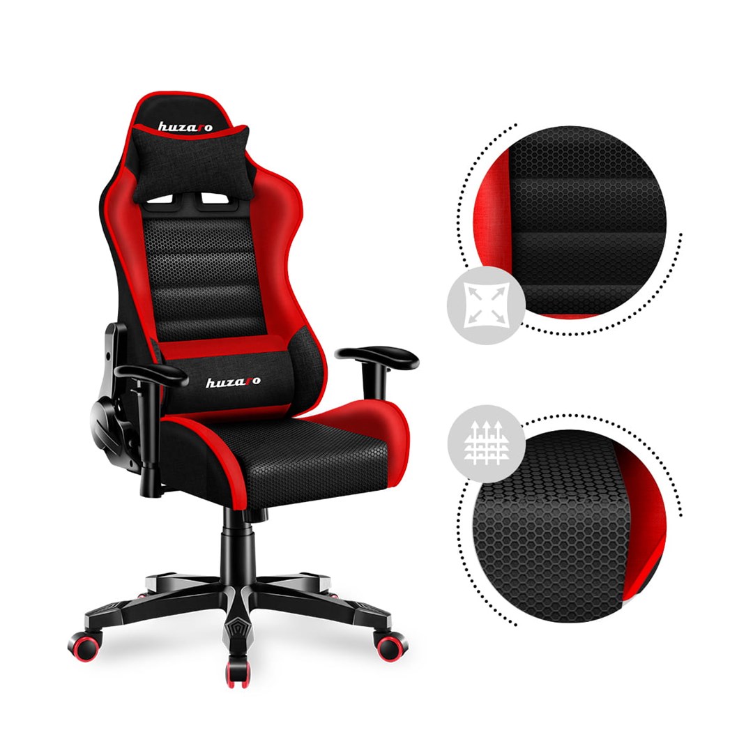 Gaming stolica za djecu HUZARO HZ-Ranger 6.0 (crvena mreža crna i crvena)-6