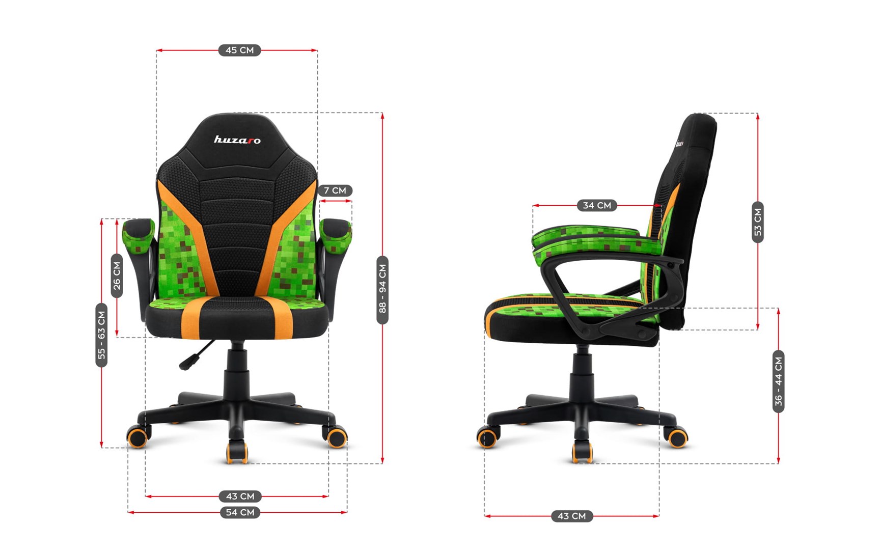 Gaming chair for children Huzaro Ranger 1.0 Pixel Mesh-8