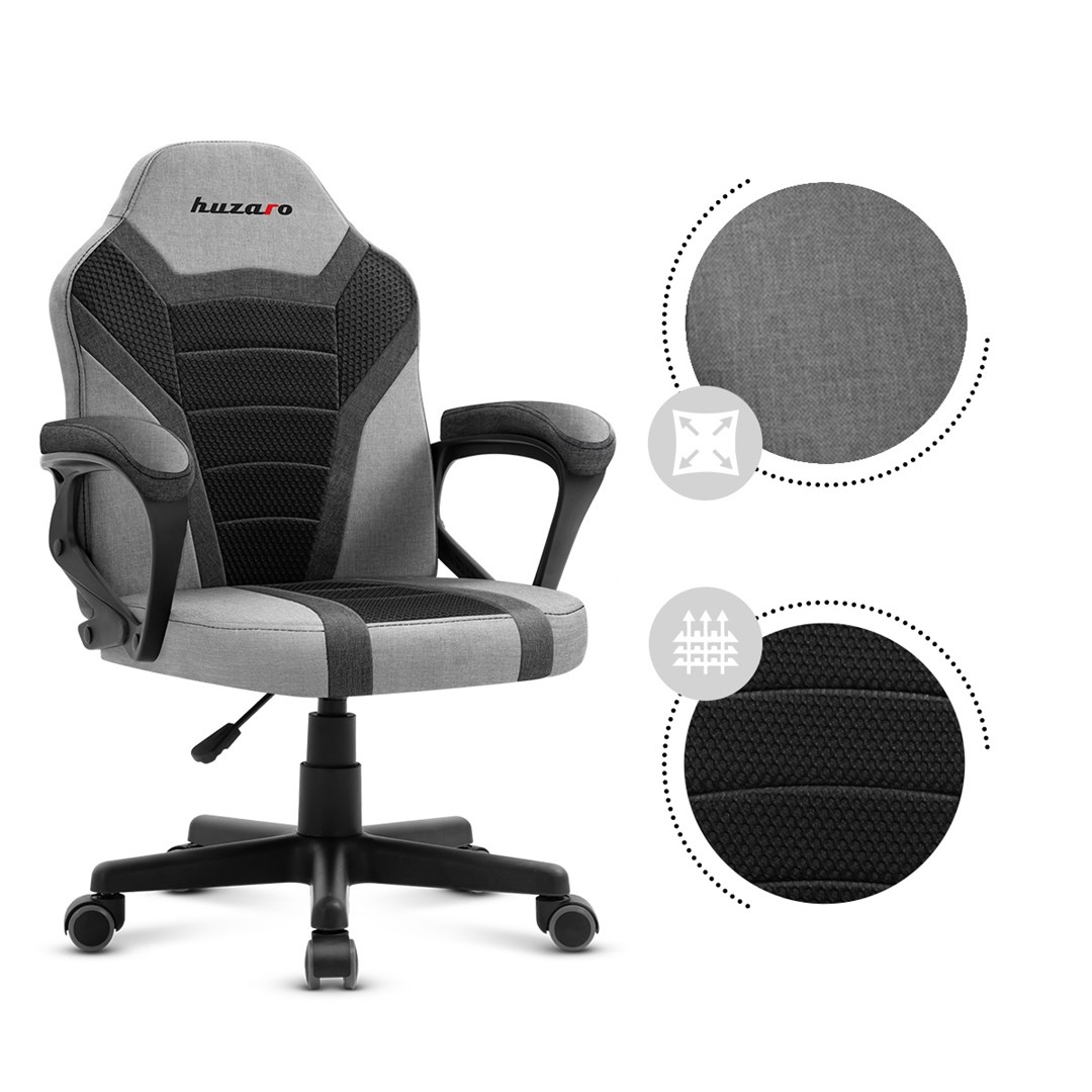 Gaming stolica za djecu HUZARO HZ-Ranger 1.0 (siva mreža, siva i crna)-2
