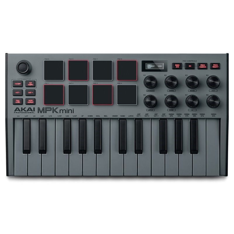 Kontrolna MIDI klavijatura AKAI MPK Mini MK3 (pad kontroler, MIDI, USB) crno-siva-3