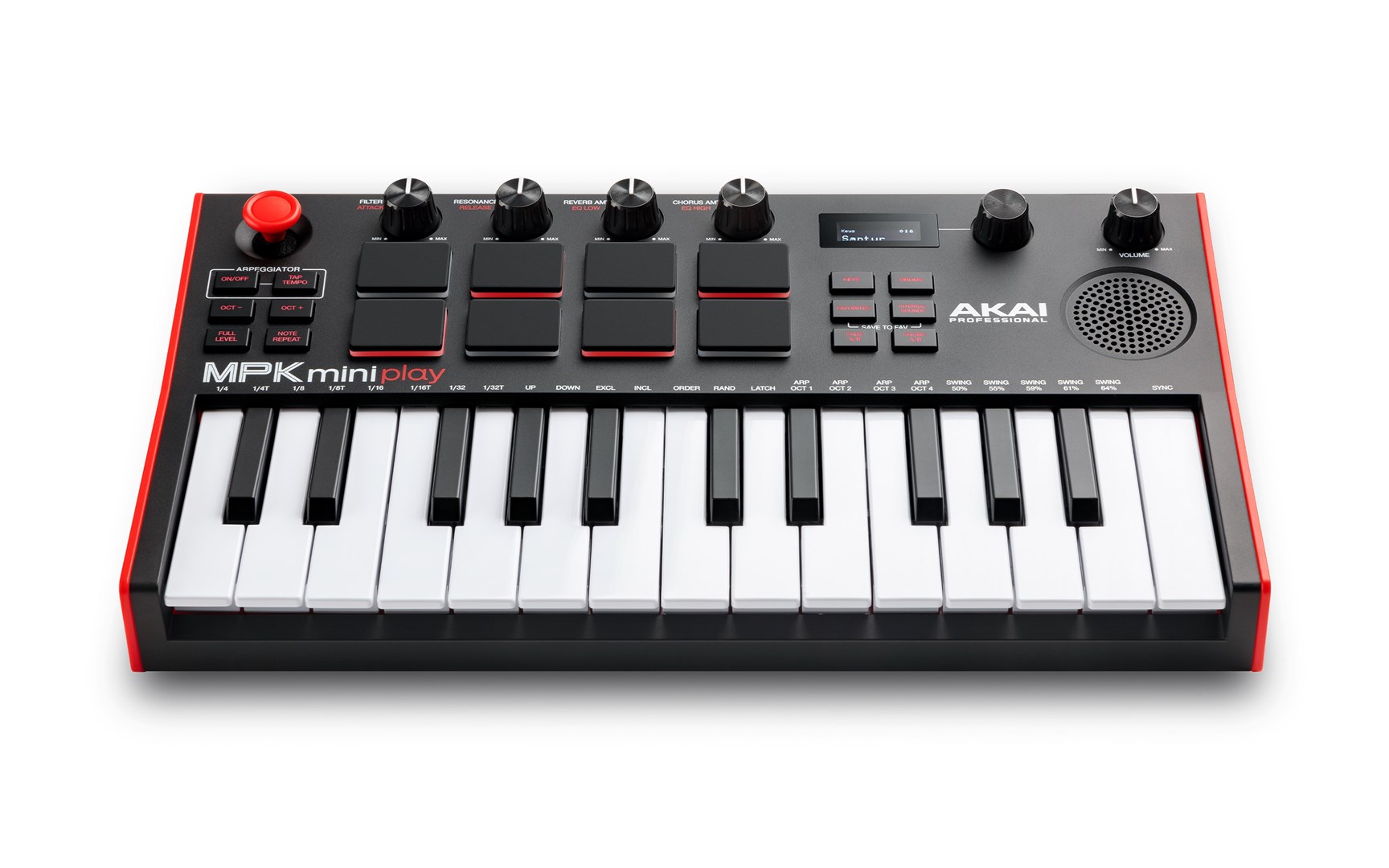 Kontroler Tipkovnica AKAI MPK Mini Play MK3 (USB, MIDI, Pad, Crna, Crvena)-1
