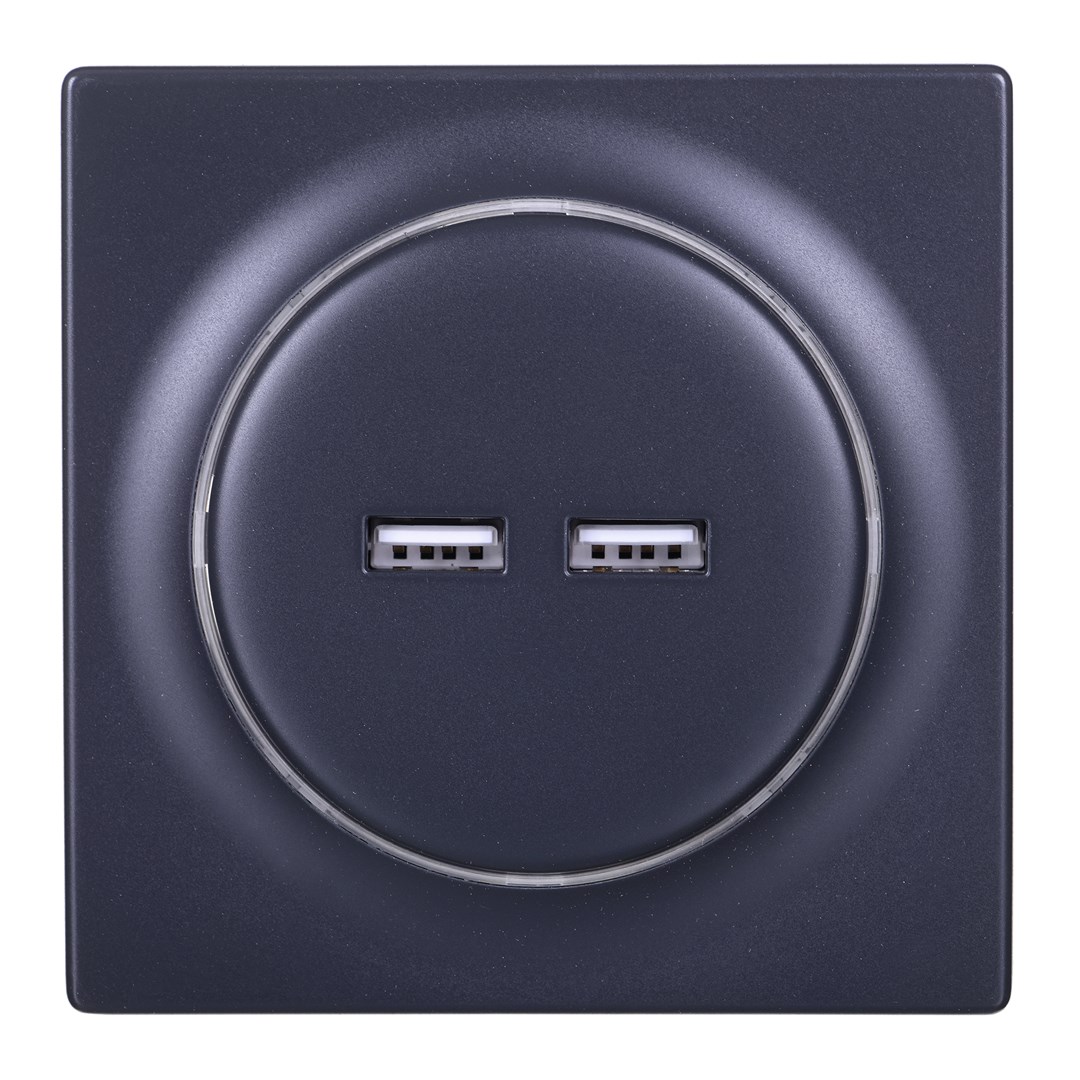 Utičnica s 2x USB FIBARO FGWU-021-8 (crna)-0