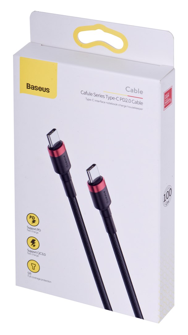 Kabel USB C - USB C CALUFE BRAIDED BASEUS CATKLF-G91 (1 m, PD 2.0, QC 3.0, 60 W) crni-1
