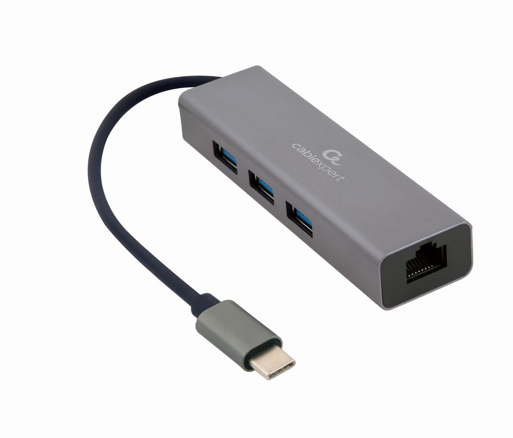 Mrežni adapter USB-C Gigabit Gembird A-CMU3-LAN-01 s 3-portnim USB 3.1 hubom-0