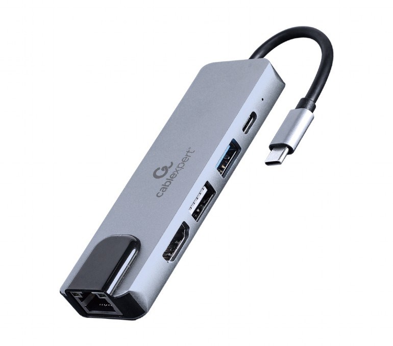 Višenamjenski adapter GEMBIRD A-CM-COMBO5-04 (USB Type-C 5-u-1 Hub, HDMI, PD, LAN)-0
