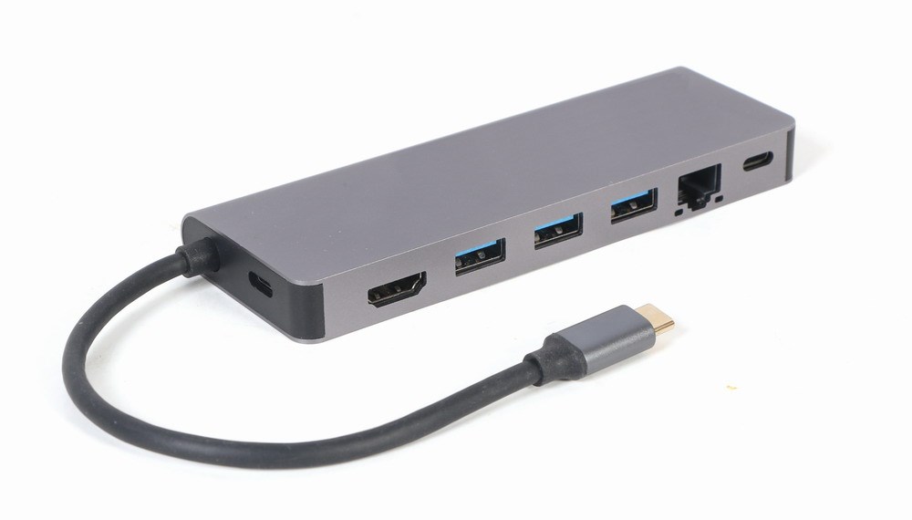 USB Type-C 5-u-1 multi-port adapter GEMBIRD A-CM-COMBO5-05 (Hub + HDMI + PD + čitač kartica + LAN)-1