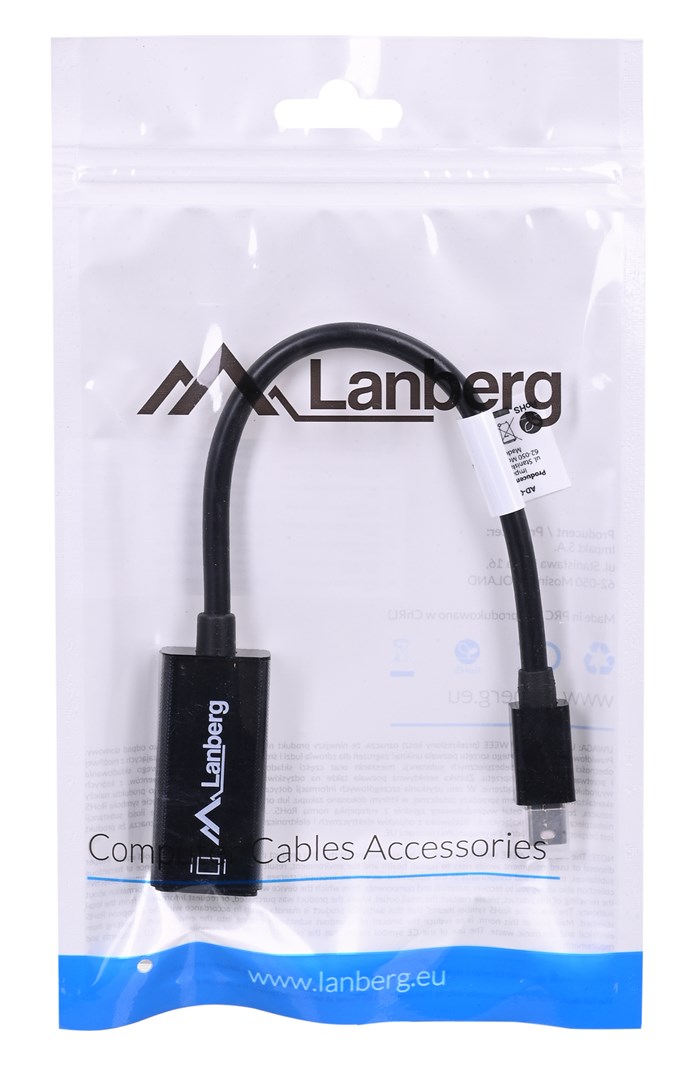 Video kabel adapter Lanberg AD-0005-BK 0.2 m Mini DisplayPort HDMI Type A (Standard) crni-3