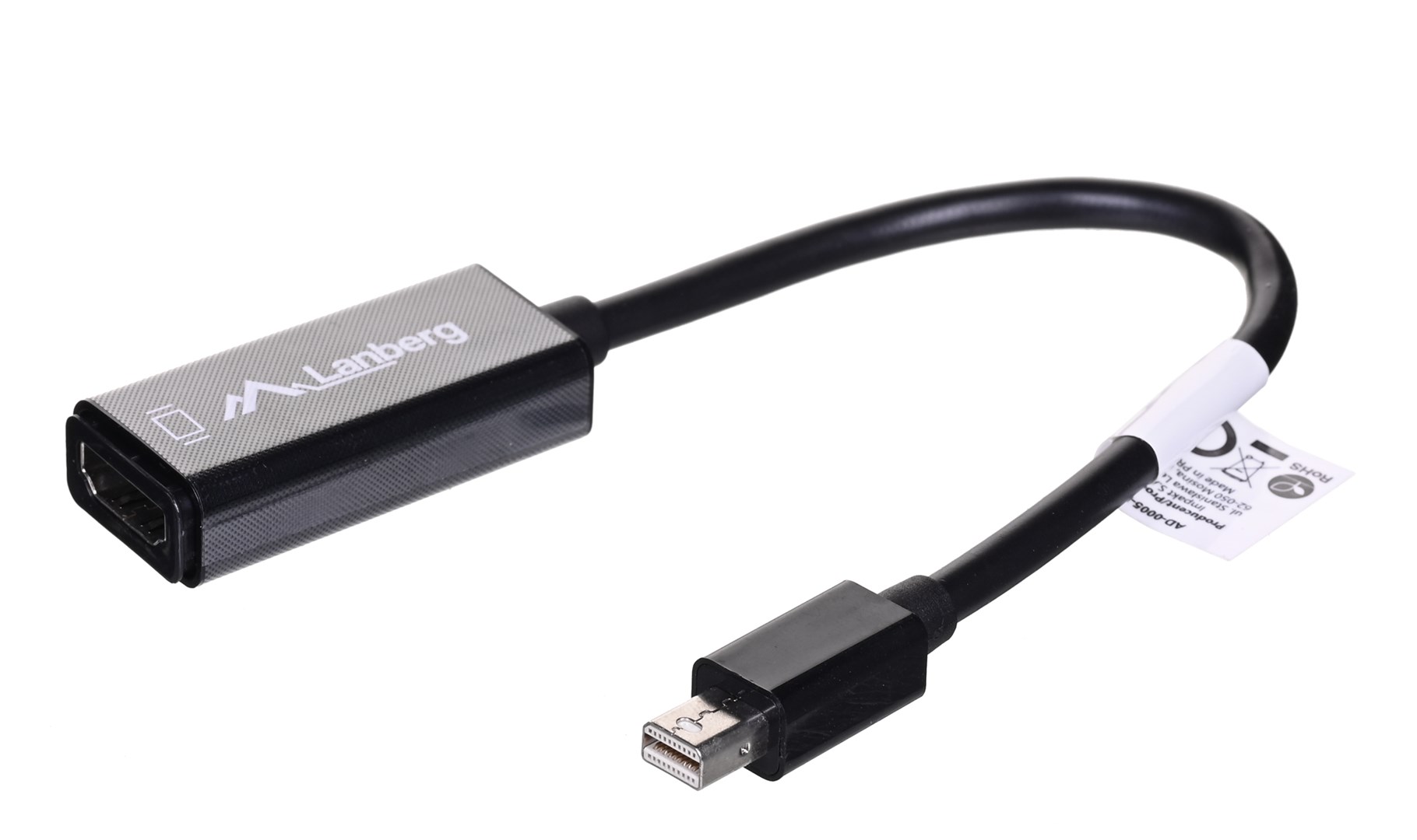 Video kabel adapter Lanberg AD-0005-BK 0.2 m Mini DisplayPort HDMI Type A (Standard) crni-0