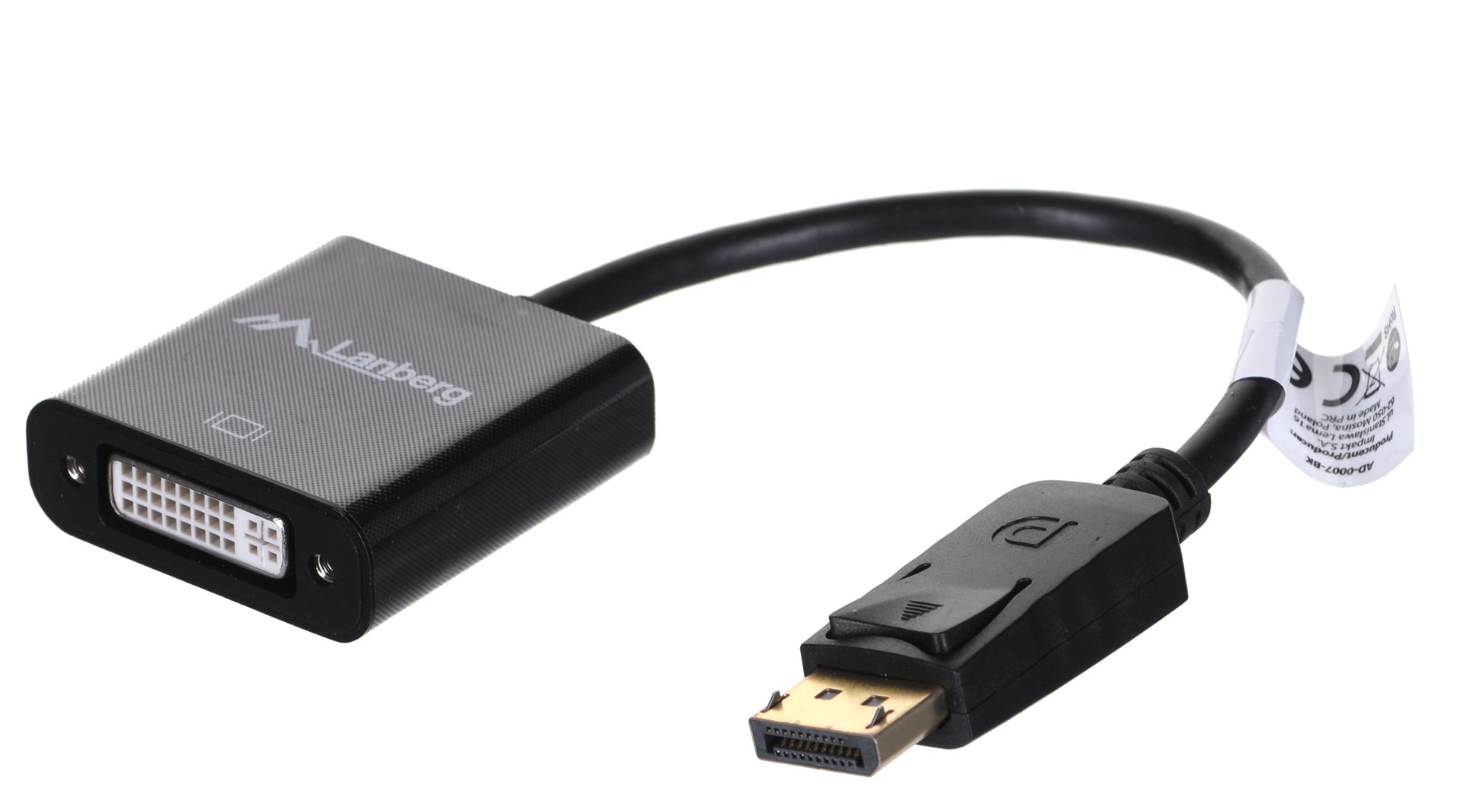 Video kabel adapter Lanberg AD-0007-BK 0.1 m DisplayPort DVI-D crni-0
