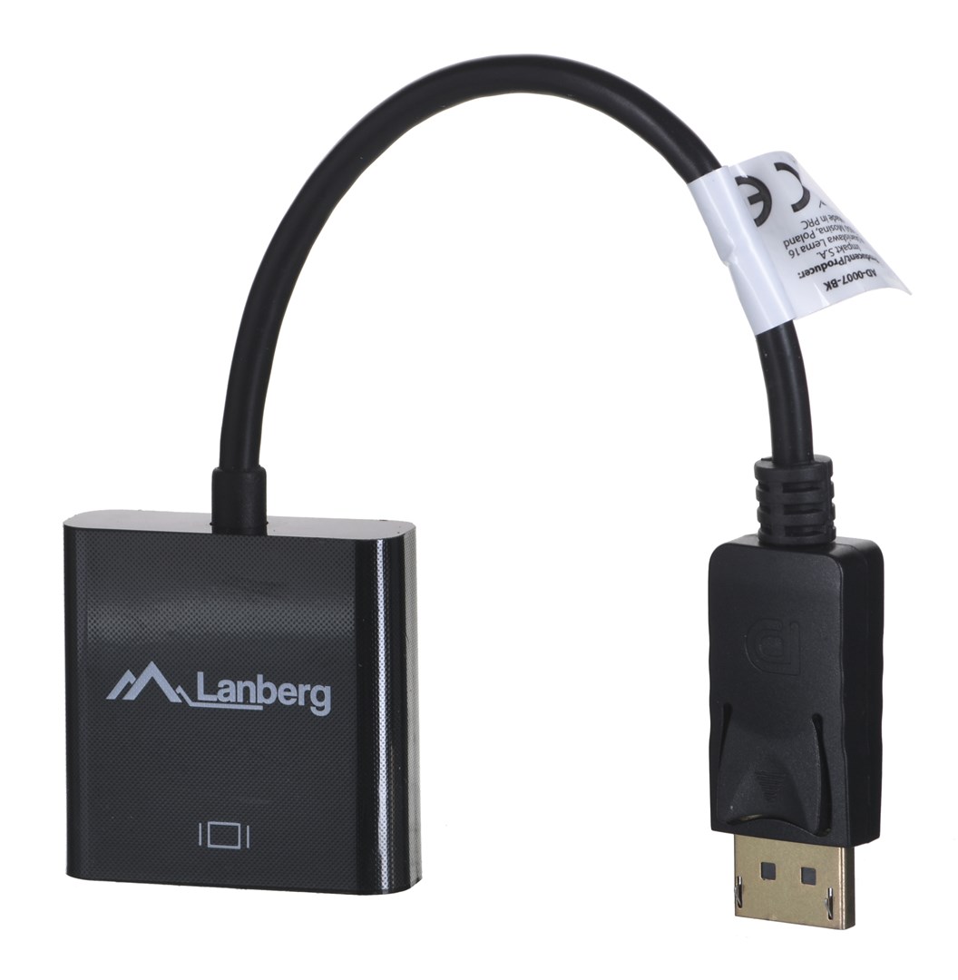 Video kabel adapter Lanberg AD-0007-BK 0.1 m DisplayPort DVI-D crni-3