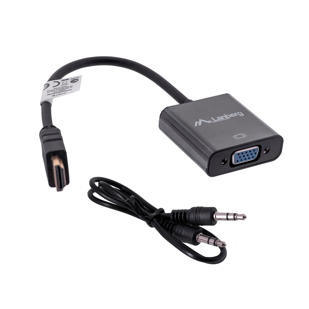 Adapter kabela video Lanberg AD-0017-BK 0.2 m VGA (D-Sub) HDMI Type A (Standard) crni-0