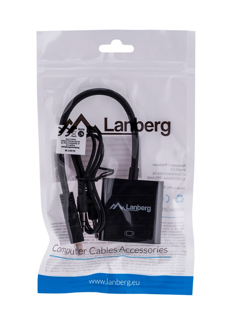 Adapter kabela video Lanberg AD-0017-BK 0.2 m VGA (D-Sub) HDMI Type A (Standard) crni-4