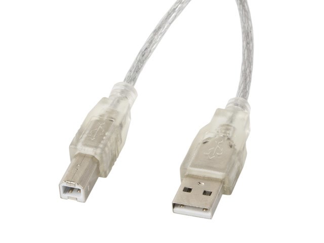 Kabel USB Lanberg CA-USBA-12CC-0018-TR 1.8 m USB 2.0 USB B prozirni