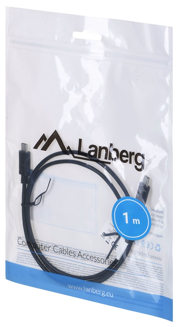 USB kabel Lanberg CA-CMCM-10CU-0010-BK (1 m, USB 2.0, USB-C M/M crni)-3