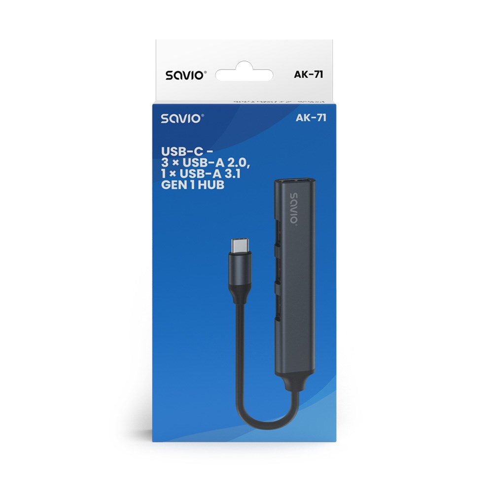 SAVIO AK-71 USB-C hub - 3 x USB-A 2.0, 1 x USB-A 3.0, 4-in-1, 5 Gbps-5