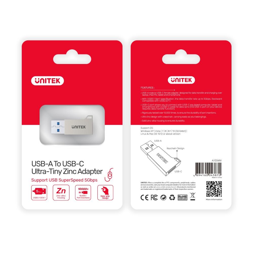Adapter USB-A na USB-C 3.1 (GEN1, A1034NI UNITEK)-3