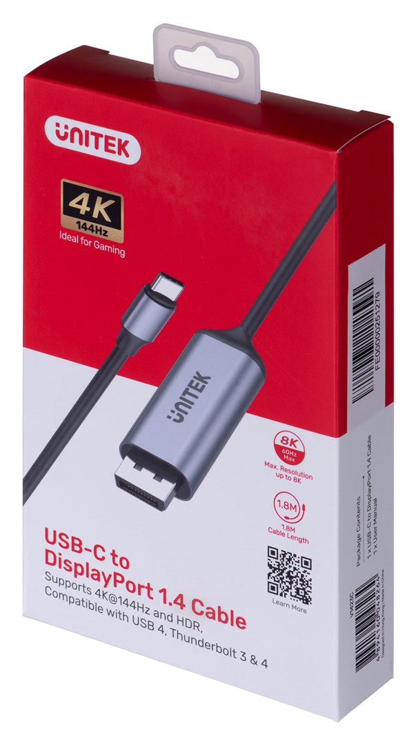 Adapter za prikaz UNITEK, V1423C (USB-C, DisplayPort 1.4, 8K@60Hz, 1,8m)-3