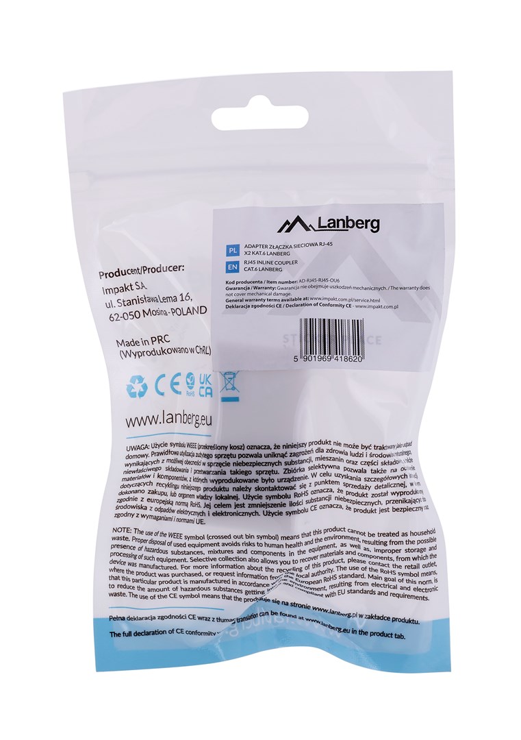 Splitter mrežni Lanberg AD-RJ45-RJ45-OU6 bijeli-3
