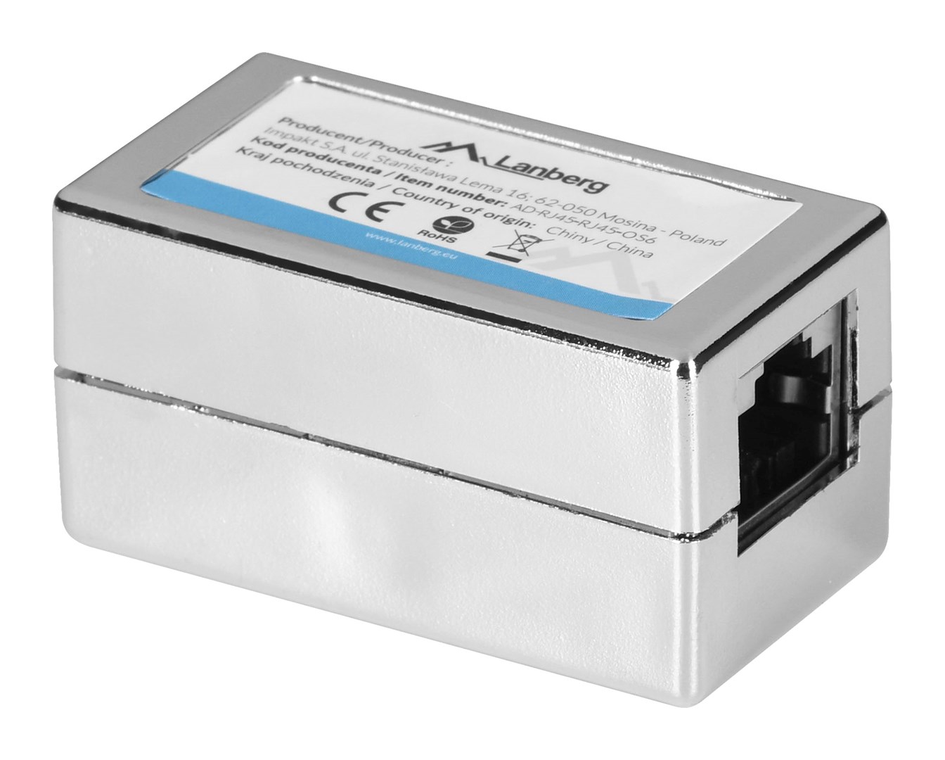 Spolni mjenjač kabela Lanberg AD-RJ45-RJ45-OS6 RJ-45 srebrni-1