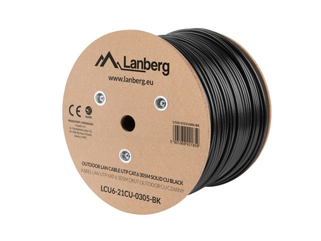 Kabel LAN Lanberg LCU6-21CU-0305-BK crni 305 m Cat6 U/UTP (UTP)-0