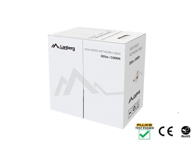 Kabel LANBERG UTP CAT.5E 305M WIRE CU crni FLUKE-0