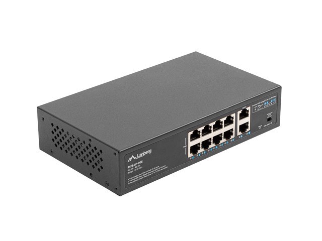 Switch LANBERG RSFE-8P-2GE-120 (poe+, rack 10"/19", 8 portni, 2 ge porta, 120w)-1
