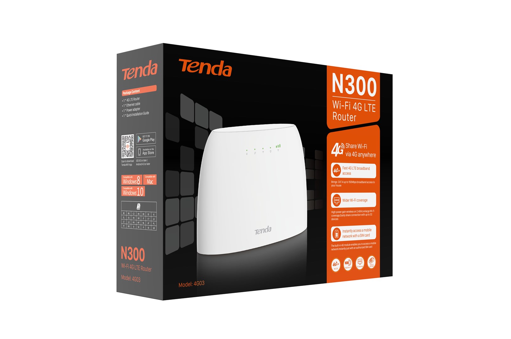 Bežični ruter (TENDA, N300, Fast Ethernet, Single-band, 4G bijeli)-3