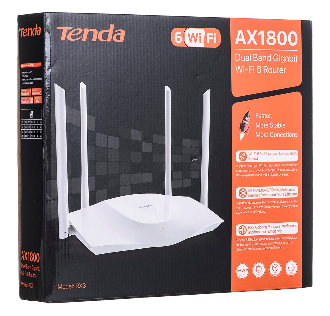 Bežični ruter (TENDA, RX3, WIFI6, Dual-band, Gigabit bijeli)-2