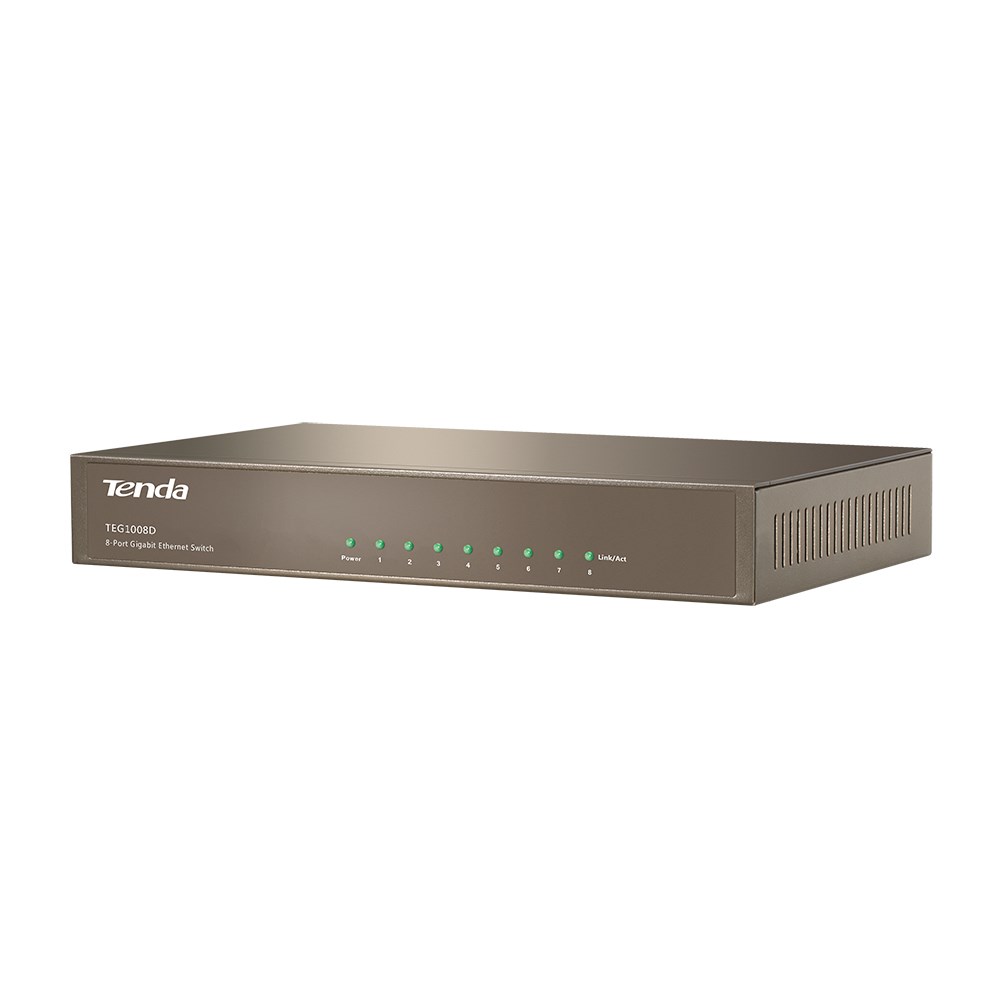 Ožičeni ruter TENDA TEG1008D (sivi, metalno kućište, 8 RJ-45 portova, Ethernet LAN, 10/100/1000 Mbit/s)-2