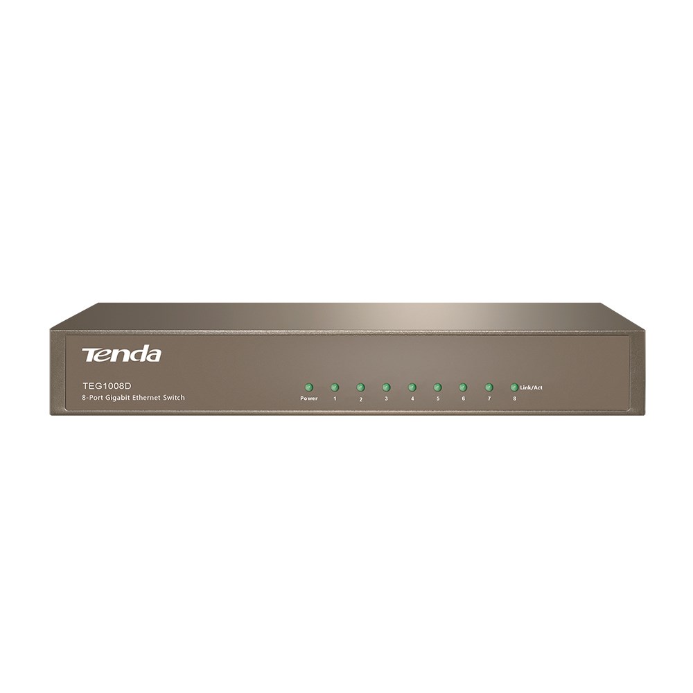 Ožičeni ruter TENDA TEG1008D (sivi, metalno kućište, 8 RJ-45 portova, Ethernet LAN, 10/100/1000 Mbit/s)-0
