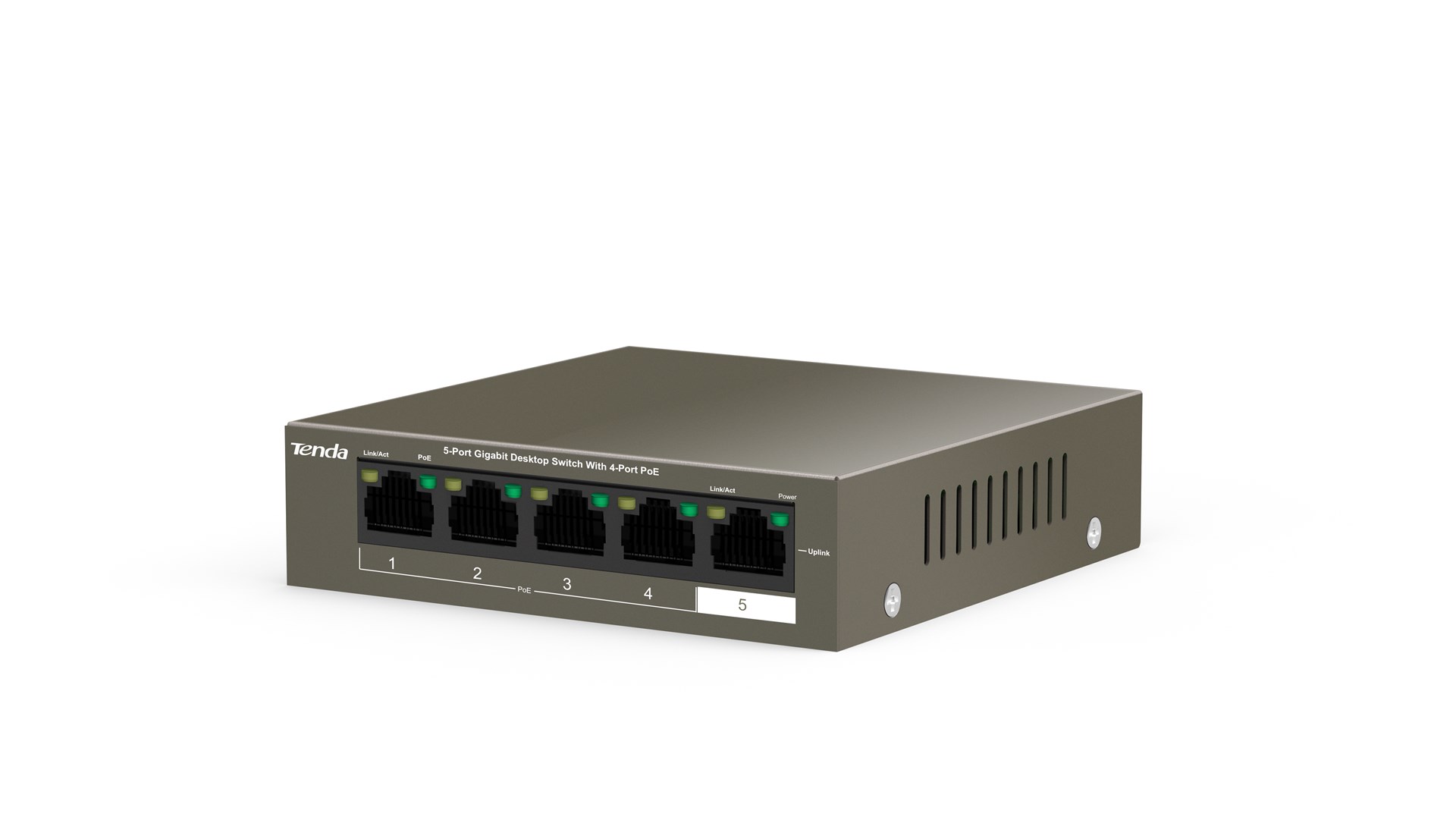 Mrežni prekidač (TENDA, TEG1105P-4-63W-EU, Gigabit Ethernet, Power over Ethernet sivi)-3