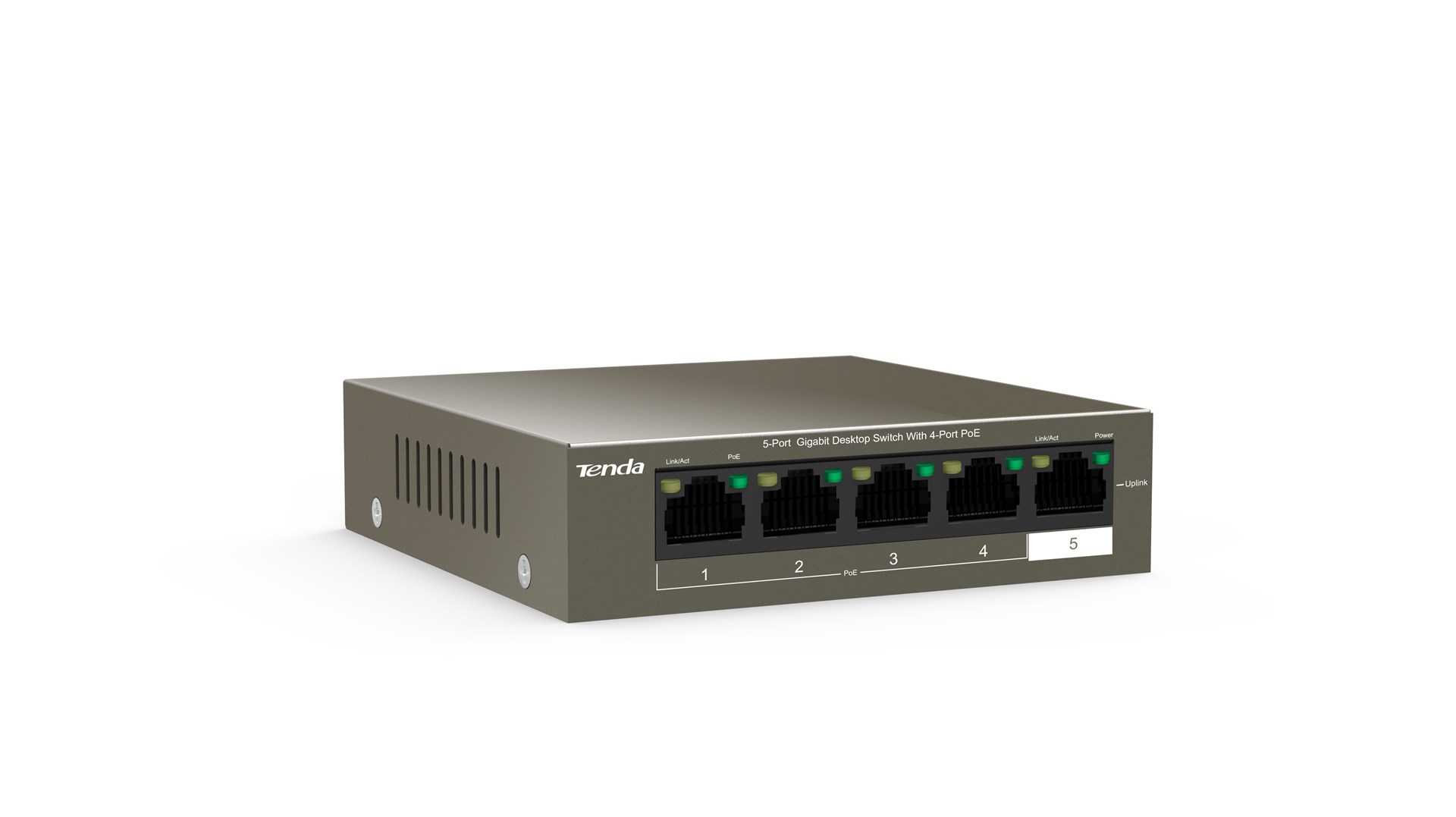 Mrežni prekidač (TENDA, TEG1105P-4-63W-EU, Gigabit Ethernet, Power over Ethernet sivi)-2