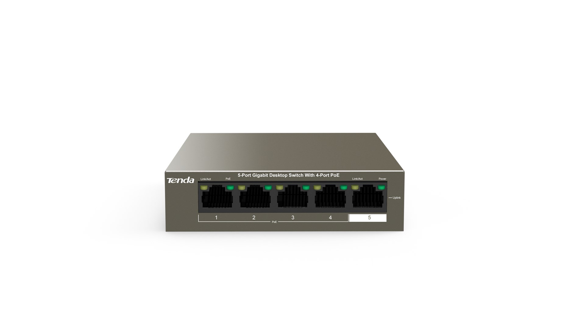 Mrežni prekidač (TENDA, TEG1105P-4-63W-EU, Gigabit Ethernet, Power over Ethernet sivi)-1