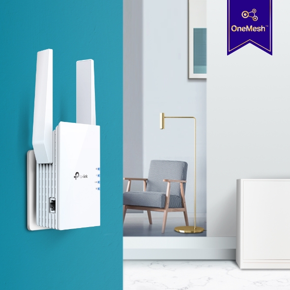 TP-Link RE605X AX1800 Wi-Fi 6 Range Extender,574 Mbps at 2.4 GHz + 1201 Mbps at 5 GHz,2 × External Antennas, 1 × Gigabit Port, Broadcom 1.5GHz Quad-Core CPU,Wall Plugged,Tether App,WPS,Intelligent Sig-1