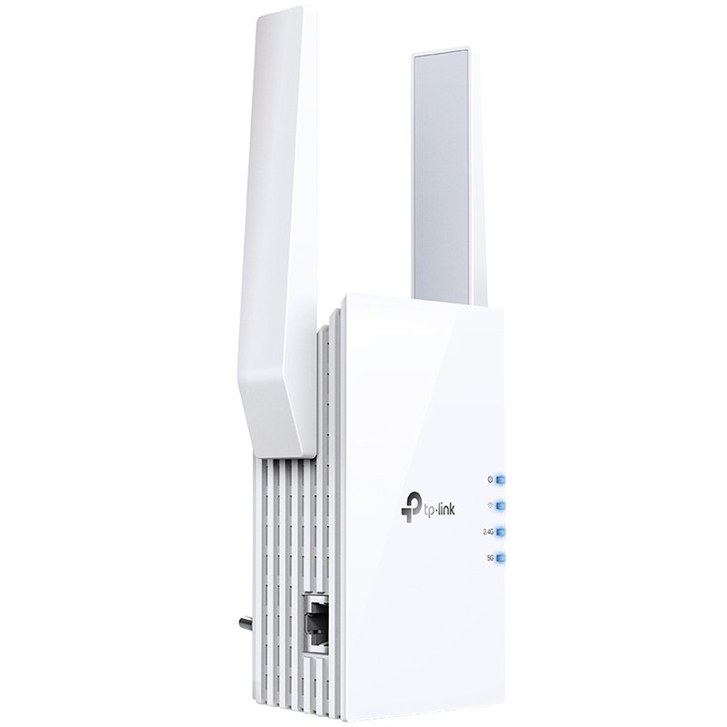 TP-Link RE605X AX1800 Wi-Fi 6 Range Extender,574 Mbps at 2.4 GHz + 1201 Mbps at 5 GHz,2 × External Antennas, 1 × Gigabit Port, Broadcom 1.5GHz Quad-Core CPU,Wall Plugged,Tether App,WPS,Intelligent Sig-0