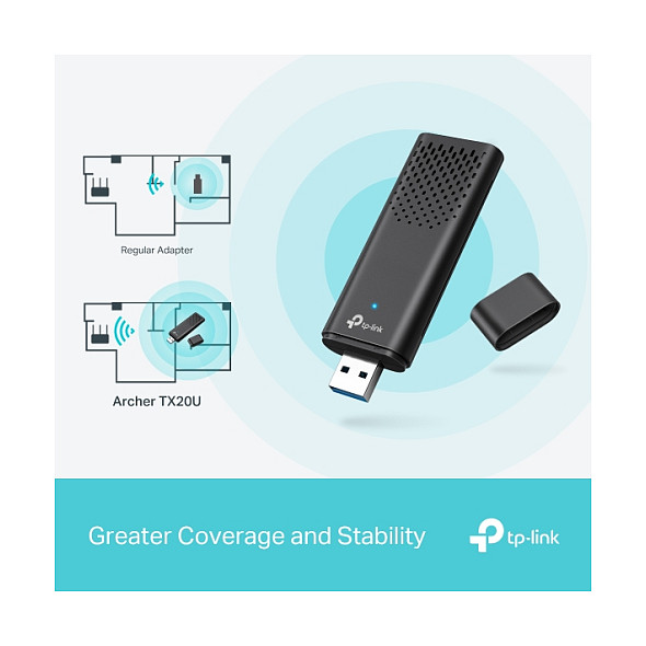 Mrežni adapter TP-LINK Archer TX20U (AX1800, Wi-Fi 6, USB 3.0, Dual Band, crna boja)-5