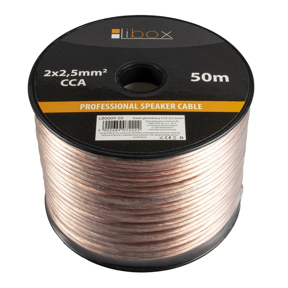 Kabel za zvučnike LIBOX LB0009-50 (2x2,50mm, 50 m, Transparentan)-1