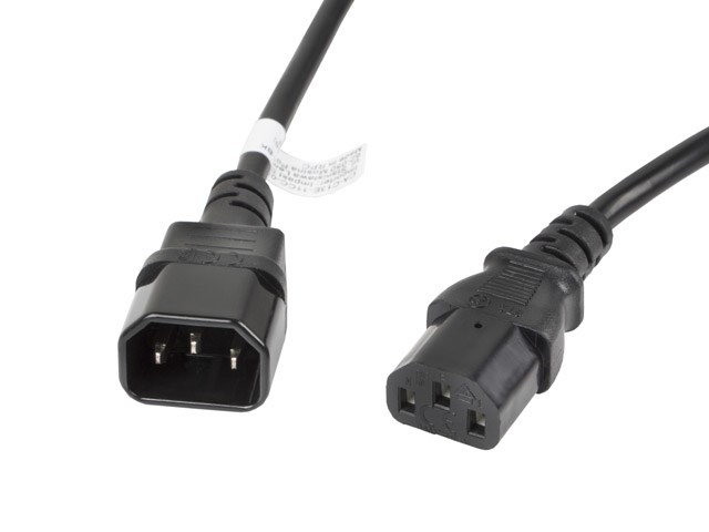 Naponski kabel Lanberg CA-C13E-11CC-0030-BK crni 3 m C13 spojnica C14 spojnica-0