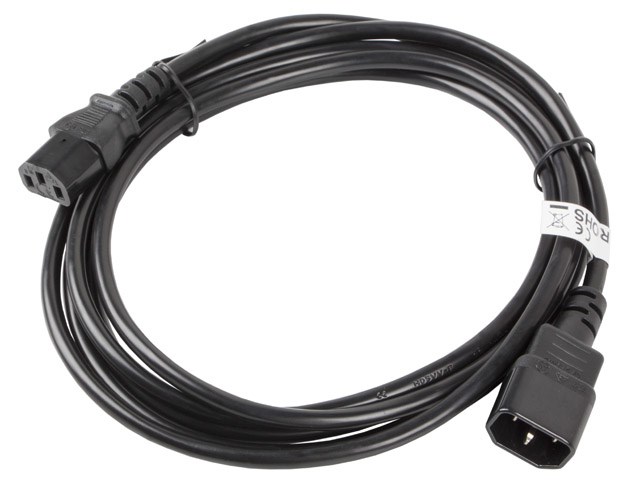 Naponski kabel Lanberg CA-C13E-11CC-0030-BK crni 3 m C13 spojnica C14 spojnica-1