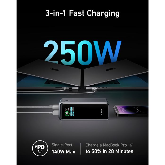Prijenosna baterija ANKER 737 Prime 250W PD 27650 mAh crna-1
