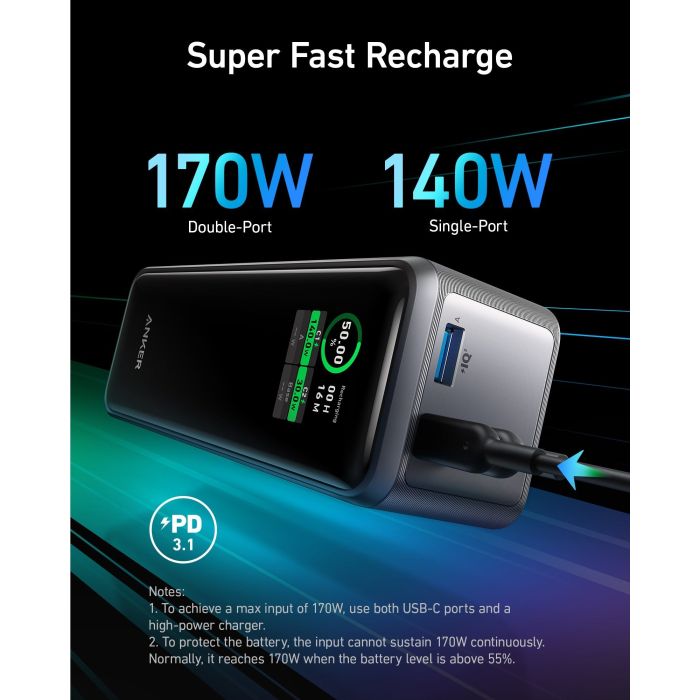 Prijenosna baterija ANKER 737 Prime 250W PD 27650 mAh crna-3