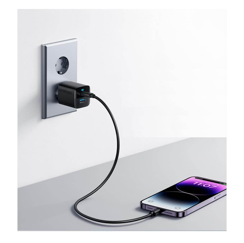 Adapter ANKER 323, 33W, 1xUSB-C, 1xUSB-A, PowerIQ 3.0, crni-5