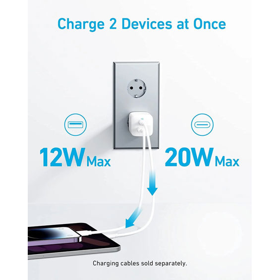 Adapter ANKER 323, 33W, 1xUSB-C, 1xUSB-A, PowerIQ 3.0, bijeli-10